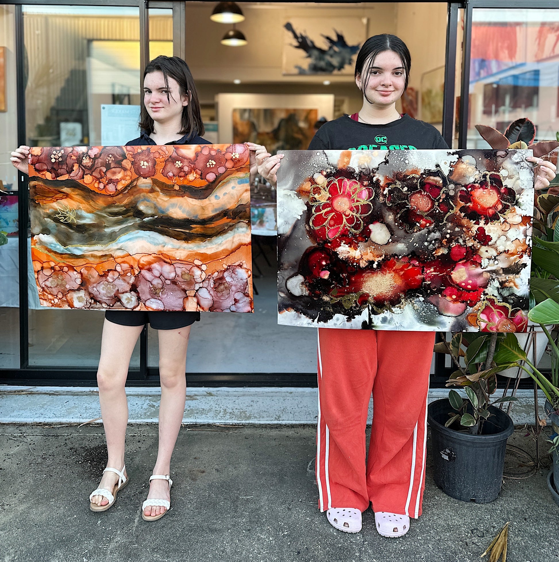 SAT FEB 21st, 2 - 5 PM - The Gilded Garden workshop (Alcohol Inks + Gold leaf) - Teagan Watts