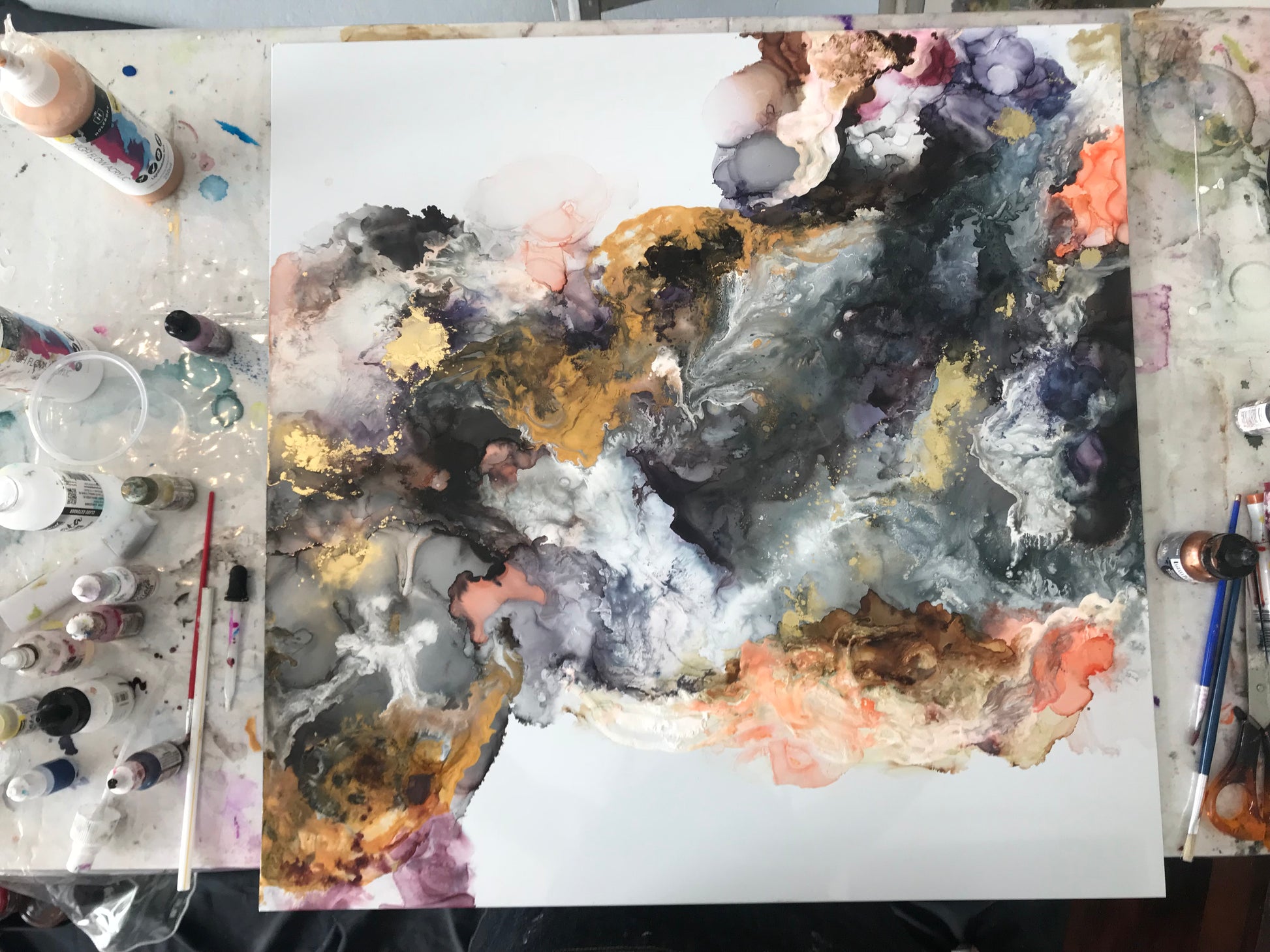 SAT JUNE 7th, 10AM -1PM - Abstract Art workshop (Alcohol Inks + mixed media) 3 SPOTS LEFT - Teagan Watts