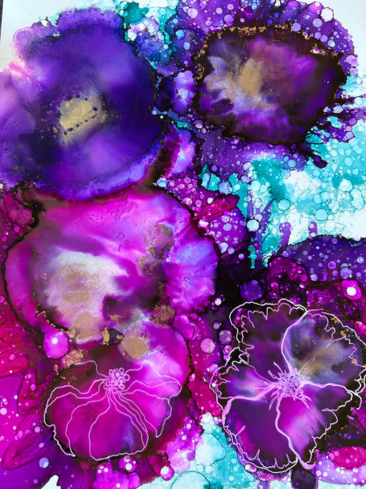 SAT NOV 1st, 1.30 - 4.30 PM - The Gilded Garden workshop (Alcohol Inks + Gold leaf) - Teagan Watts