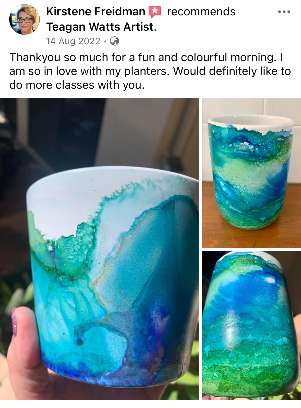 SAT 7TH JUNE, 2-4.30PM - Alcohol Inks Planter workshop - Teagan Watts