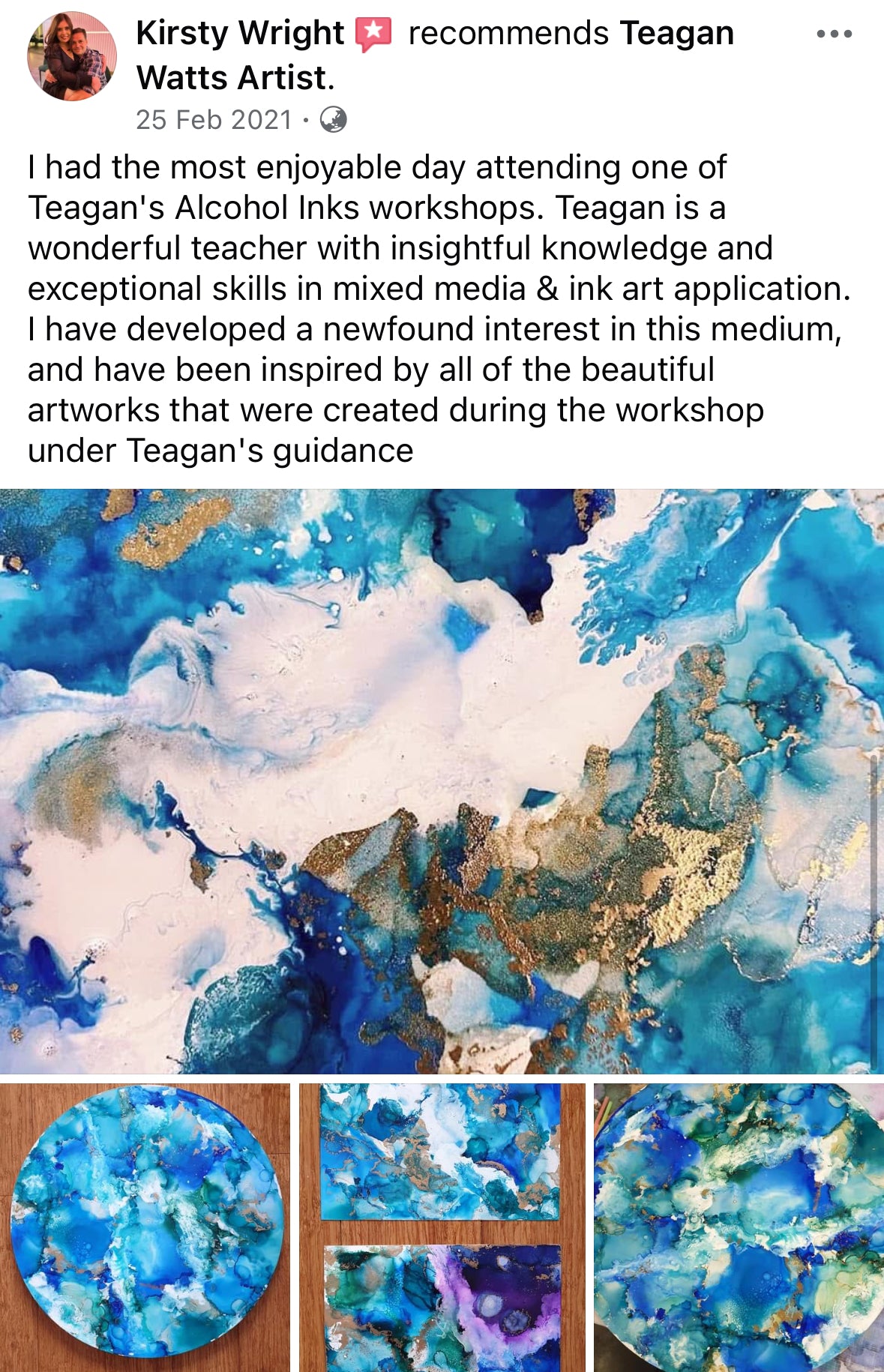 SAT JUNE 7th, 10AM -1PM - Abstract Art workshop (Alcohol Inks + mixed media) 3 SPOTS LEFT - Teagan Watts