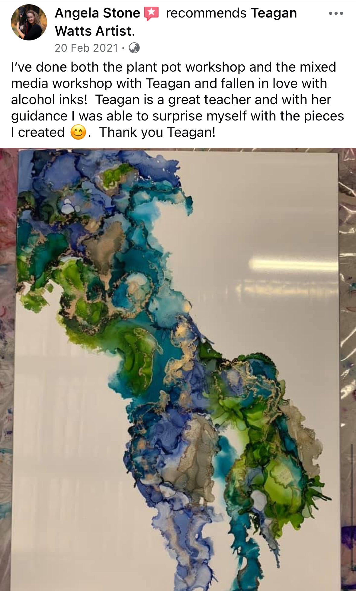 SAT JUNE 7th, 10AM -1PM - Abstract Art workshop (Alcohol Inks + mixed media) 3 SPOTS LEFT - Teagan Watts