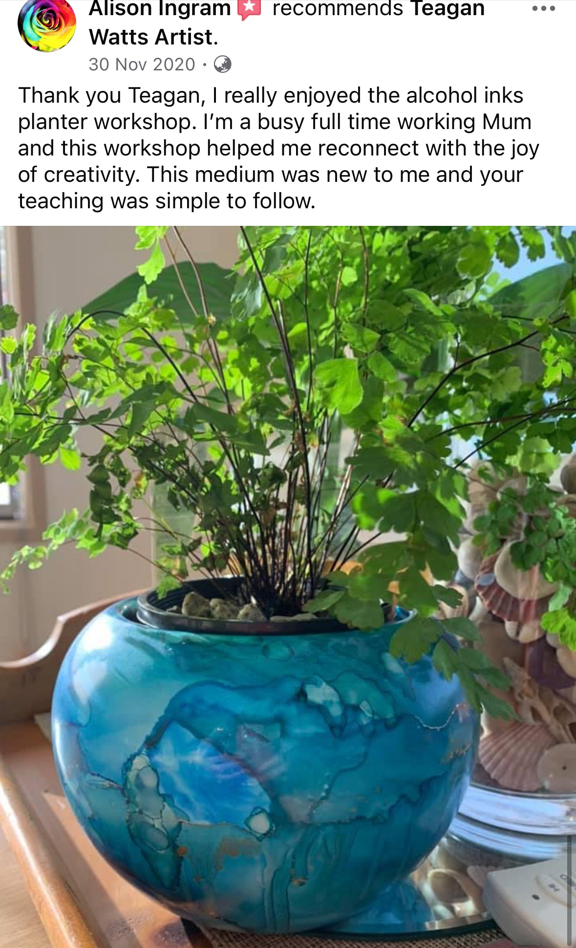 SAT 7TH JUNE, 2-4.30PM - Alcohol Inks Planter workshop - Teagan Watts