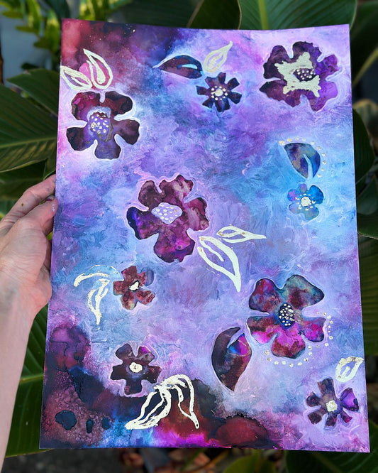 SAT NOV 1st, 1.30 - 4.30 PM - The Gilded Garden workshop (Alcohol Inks + Gold leaf) - Teagan Watts