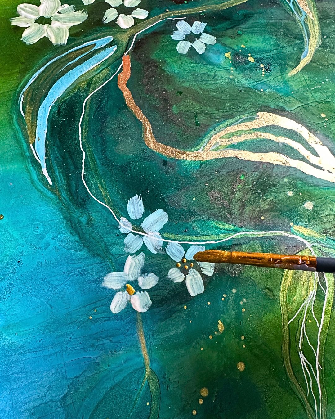 SAT NOV 1st, 1.30 - 4.30 PM - The Gilded Garden workshop (Alcohol Inks + Gold leaf) - Teagan Watts