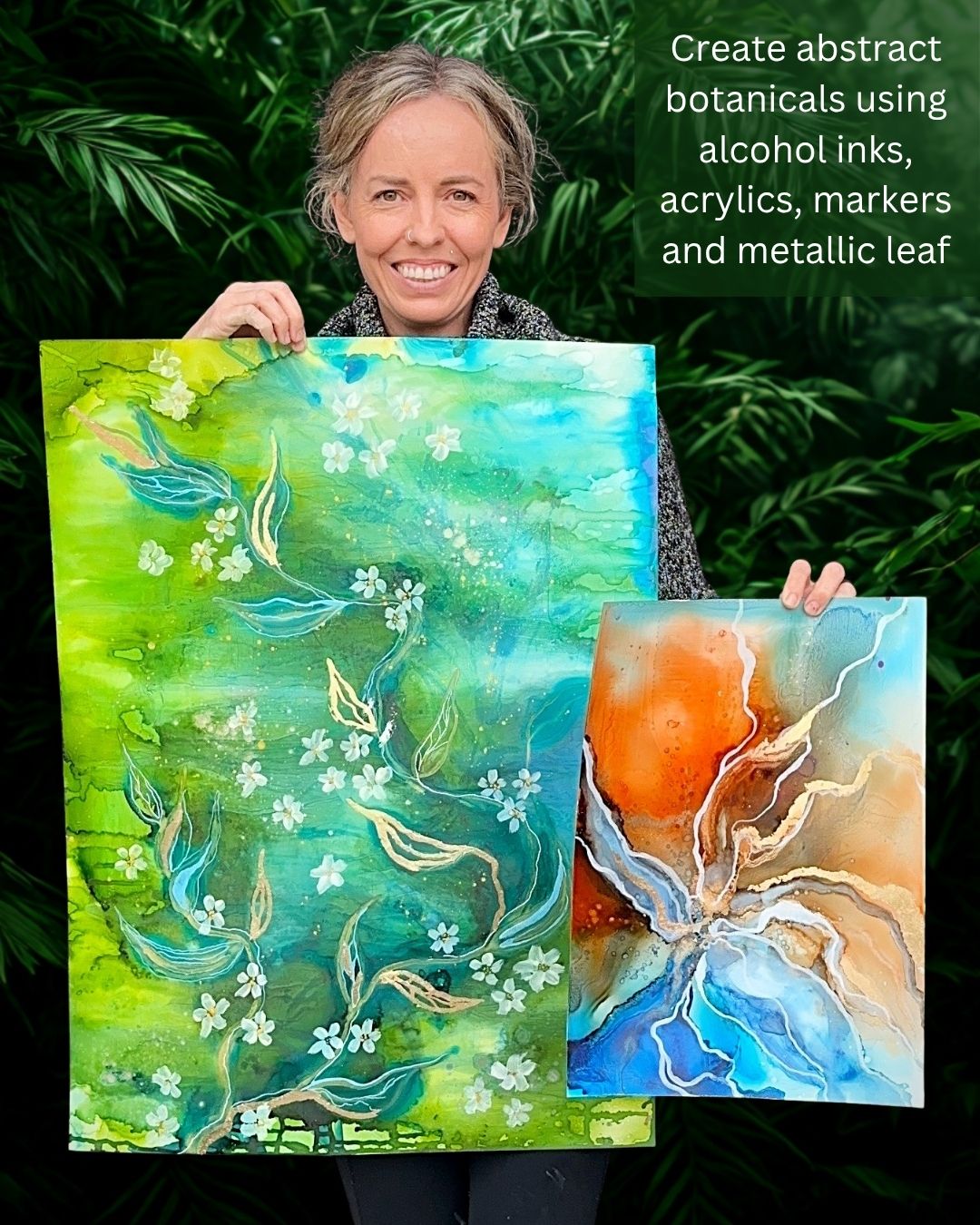 SAT NOV 1st, 1.30 - 4.30 PM - The Gilded Garden workshop (Alcohol Inks + Gold leaf) - Teagan Watts