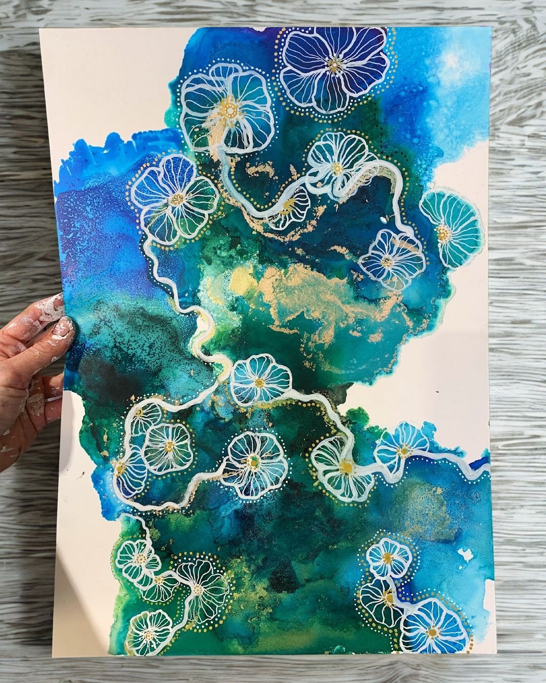 SAT NOV 1st, 1.30 - 4.30 PM - The Gilded Garden workshop (Alcohol Inks + Gold leaf) - Teagan Watts