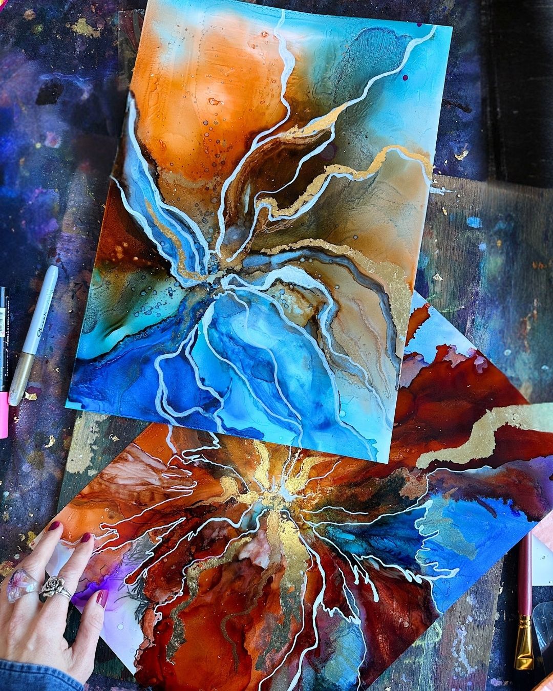 SAT NOV 1st, 1.30 - 4.30 PM - The Gilded Garden workshop (Alcohol Inks + Gold leaf) - Teagan Watts