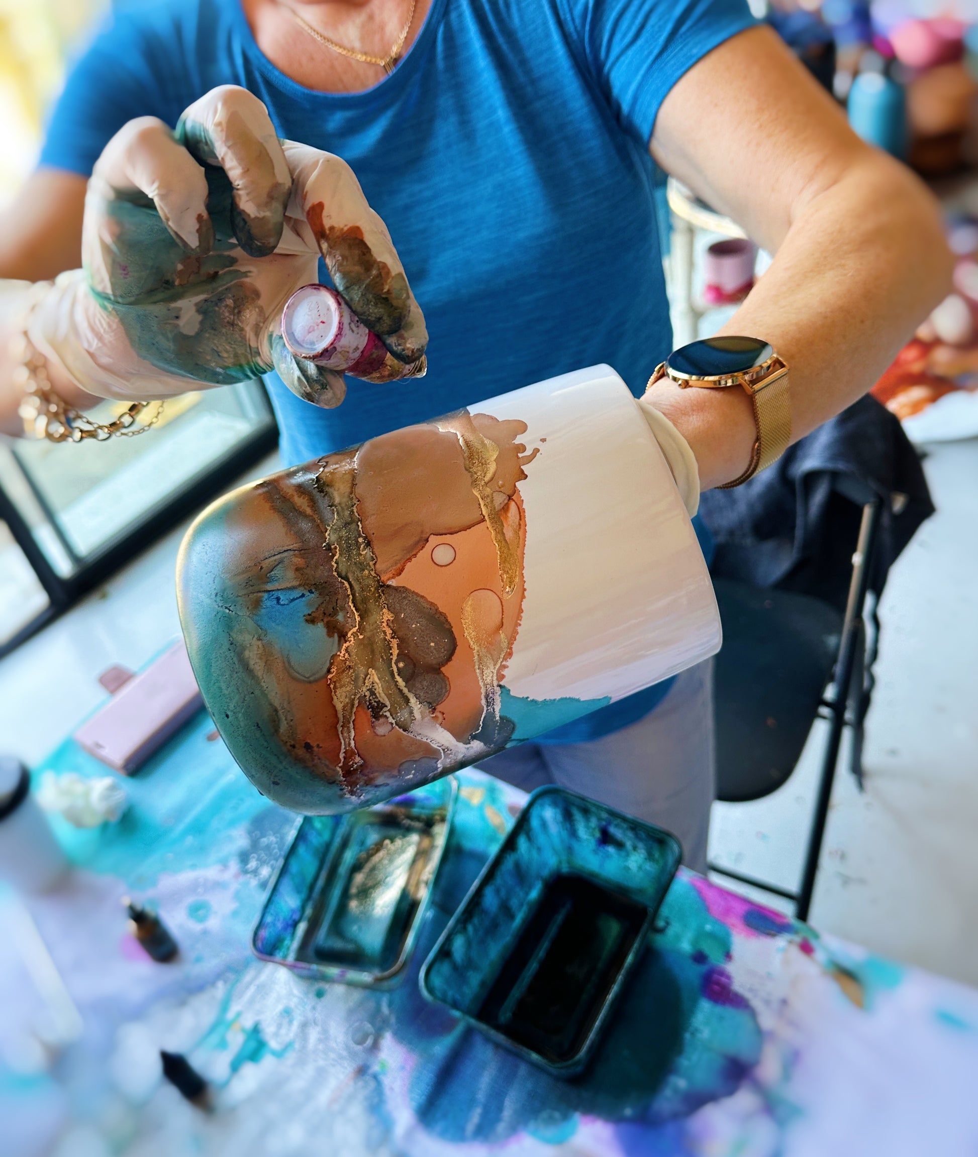 SAT JAN 31st, 10am-12.30pm - Alcohol Inks Planter workshop - Teagan Watts 