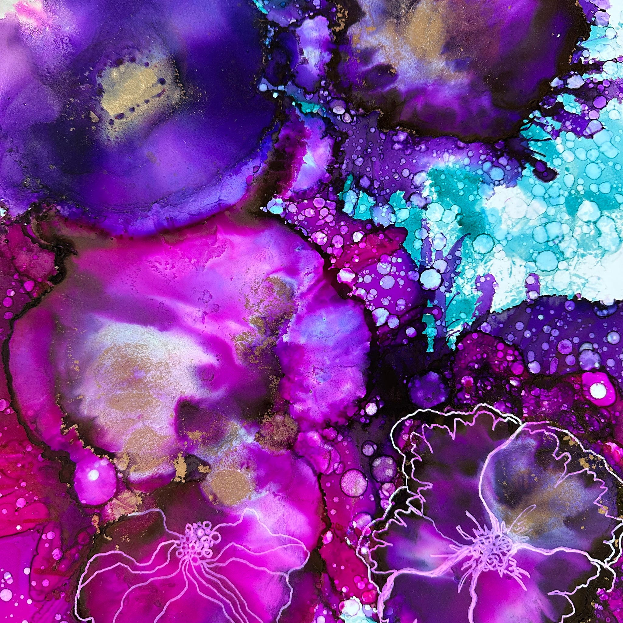 SAT NOV 1st, 1.30 - 4.30 PM - The Gilded Garden workshop (Alcohol Inks + Gold leaf) - Teagan Watts 