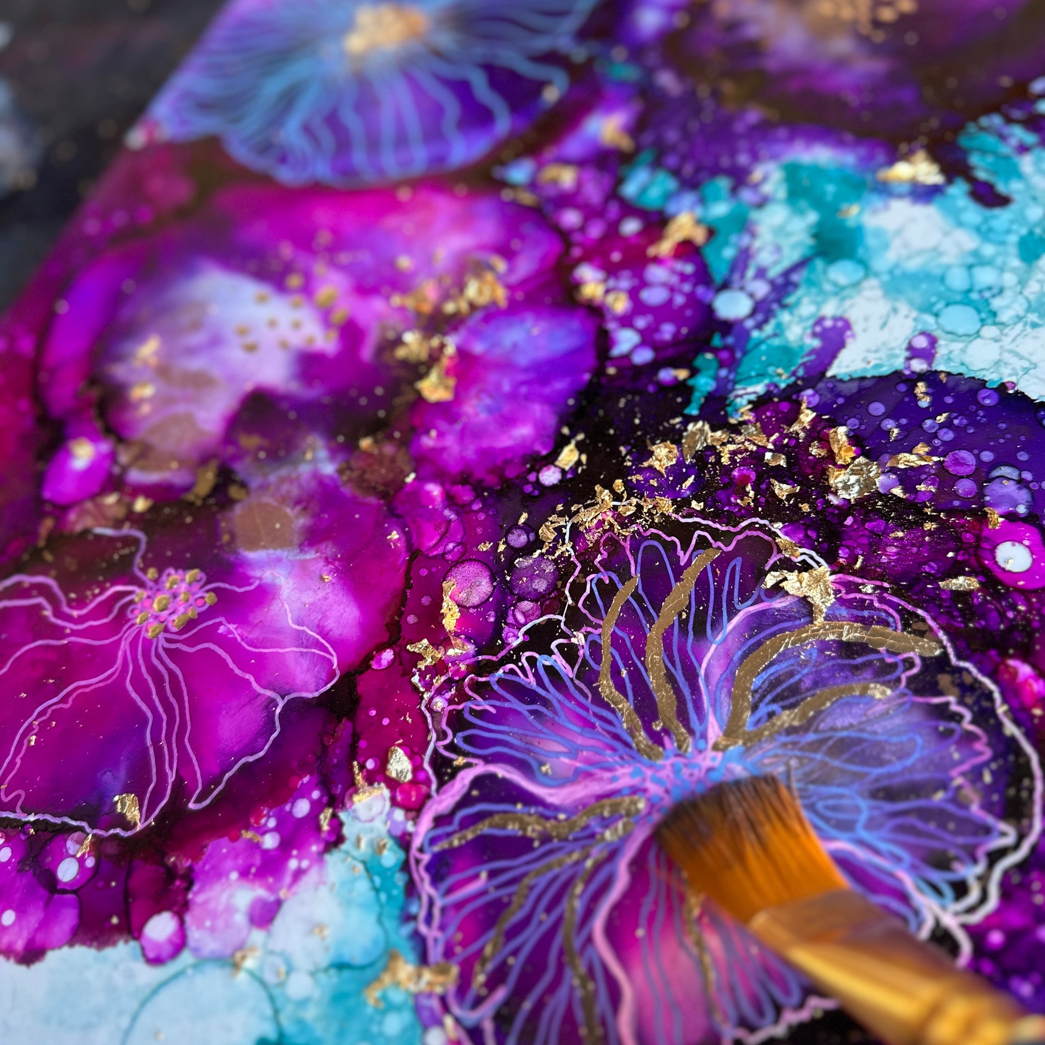 SAT NOV 1st, 1.30 - 4.30 PM - The Gilded Garden workshop (Alcohol Inks + Gold leaf) - Teagan Watts 
