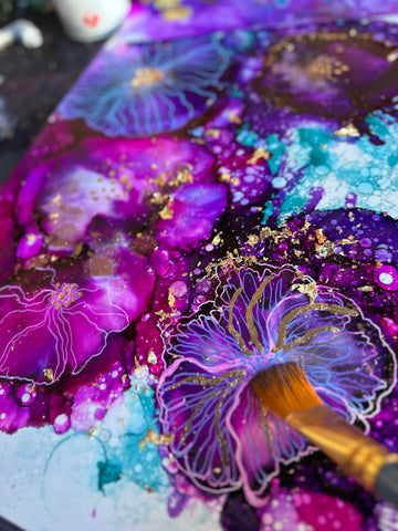 SAT NOV 1st, 1.30 - 4.30 PM - The Gilded Garden workshop (Alcohol Inks + Gold leaf) - Teagan Watts 