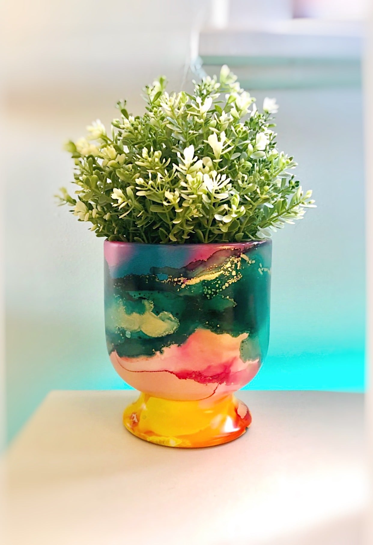 2 SPOTS LEFT - SAT 3RD FEB, 10AM-12.30PM - Alcohol Inks Planter workshop - Teagan Watts 